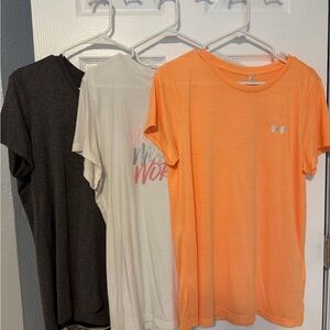 3 Lot Women’s Under Armour SS Shirts Sz XL